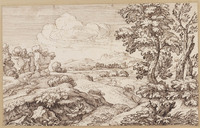 K VIII 031
<br/>
Heuvellandschap met een stad in de verte
<br/>
<em>Onofri, Crescenzio (1634-1714)</em>
